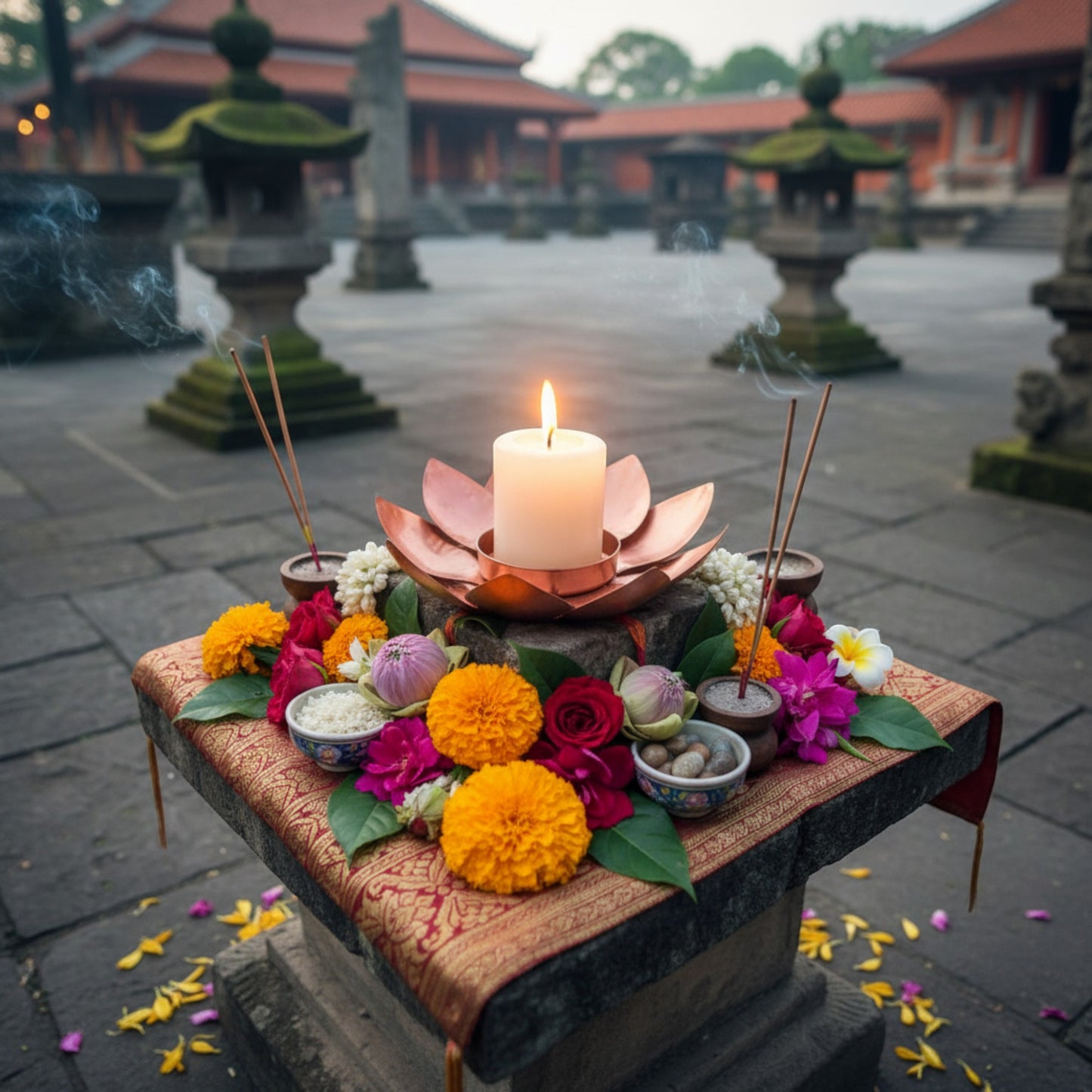 Copper Lotus Candle Holder Metal | Decorative Lotus Tealight Stand | Flower Table Decor Lamp