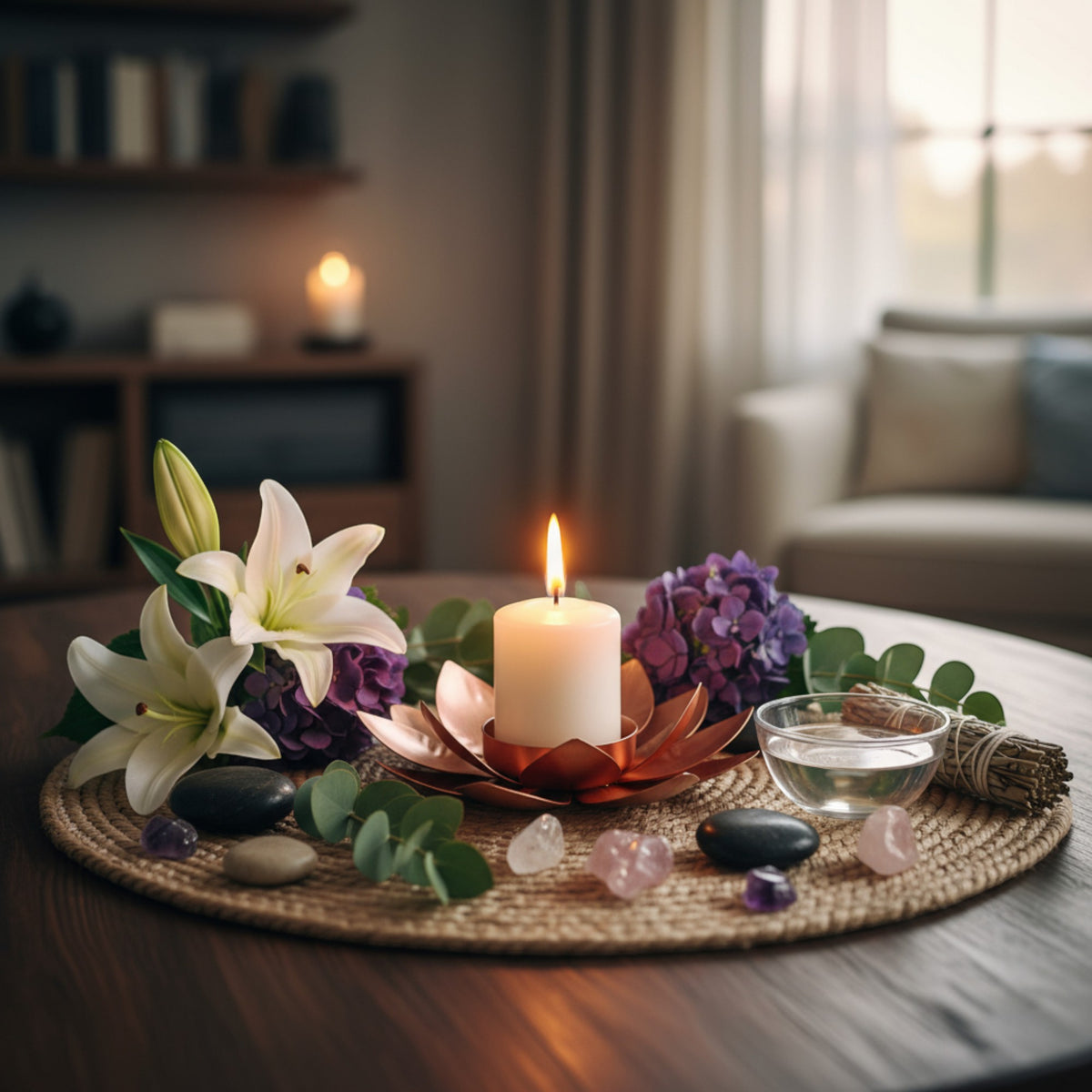 Copper Lotus Candle Holder Metal | Decorative Lotus Tealight Stand | Flower Table Decor Lamp