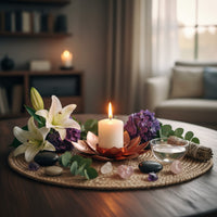 Copper Lotus Candle Holder Metal | Decorative Lotus Tealight Stand | Flower Table Decor Lamp