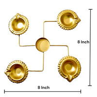 Gold Metal 4-Cup Tealight Candle Holder Stand | Decorative Multi Candle Centerpiece for Home & Table Decor