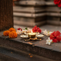 Gold Lotus Tealight Candle Holder | Metal Flower Candle Stand for Home and Table Decor