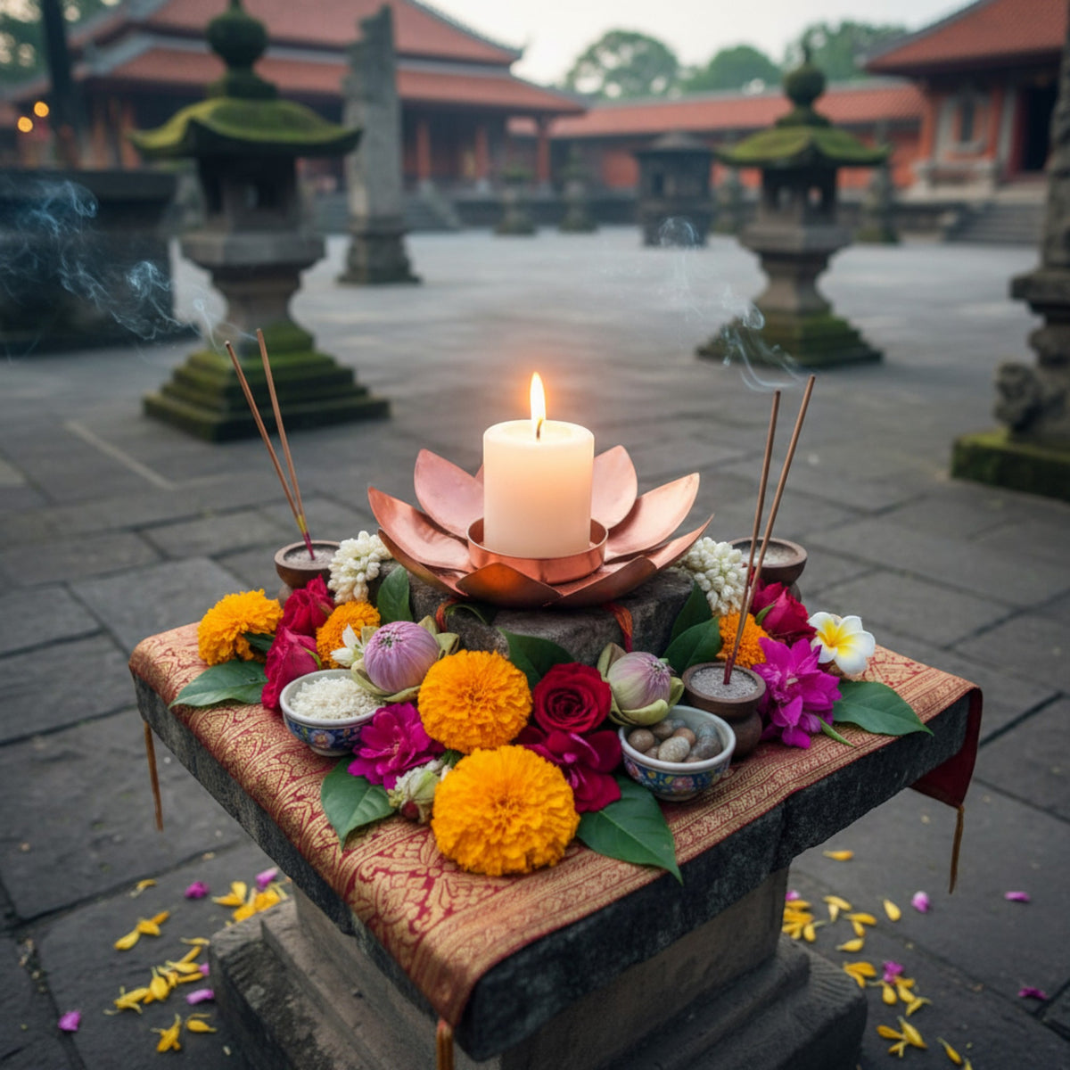 Copper Lotus Candle Holder Metal | Decorative Lotus Tealight Stand | Flower Table Decor Lamp