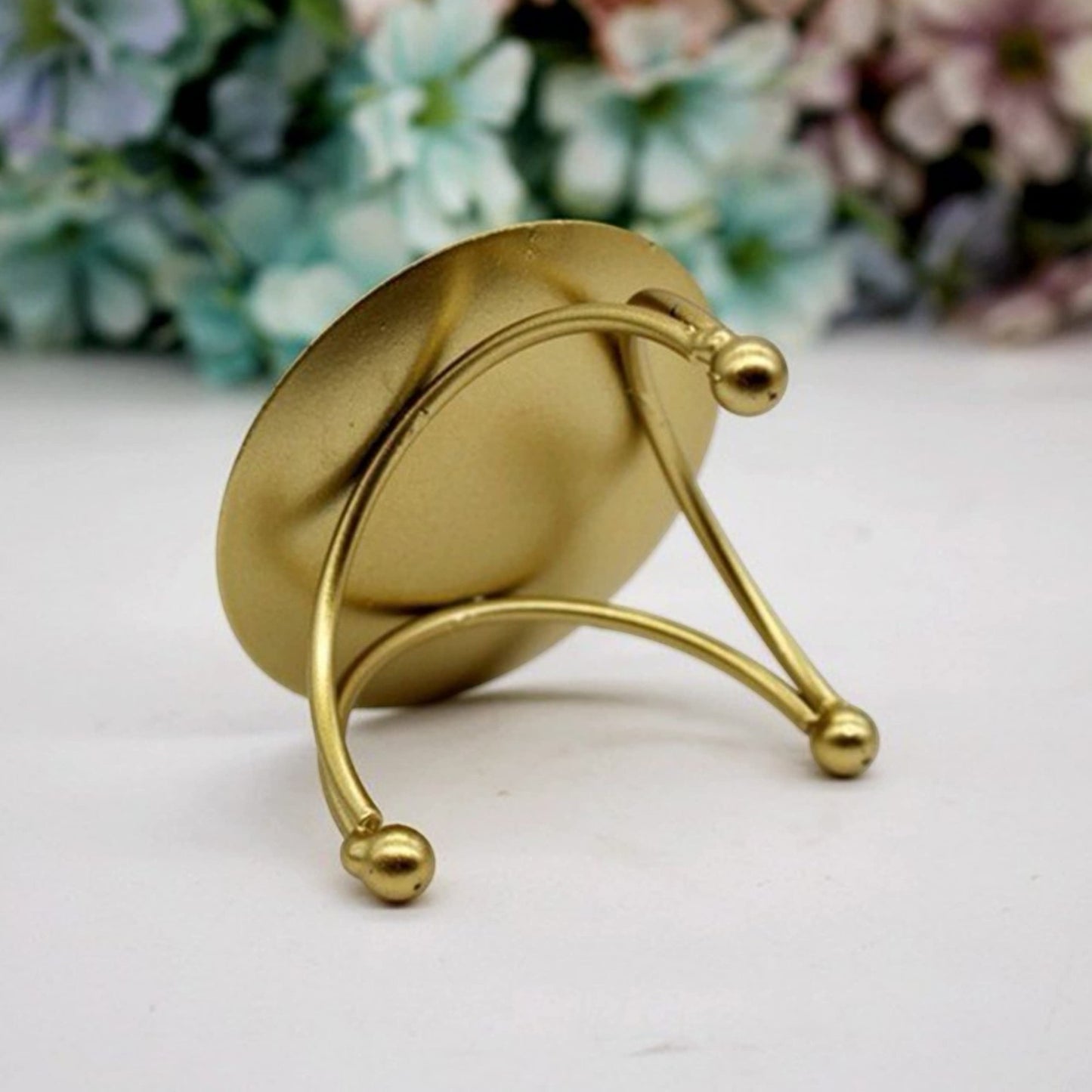 Gold Metal Tealight Candle Holder Stand | Decorative Raised Candle Plate for Table & Home Decor