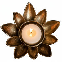 Lotus Candle Holder Metal | Decorative Lotus Tealight Candle Stand | Flower Table Decor Lamp